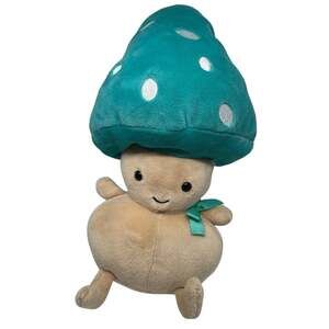 Jellycat Fun-Guy Bertie Teal / Blue Mushroom Plush Stuffed Animal Toy w/ Bow
